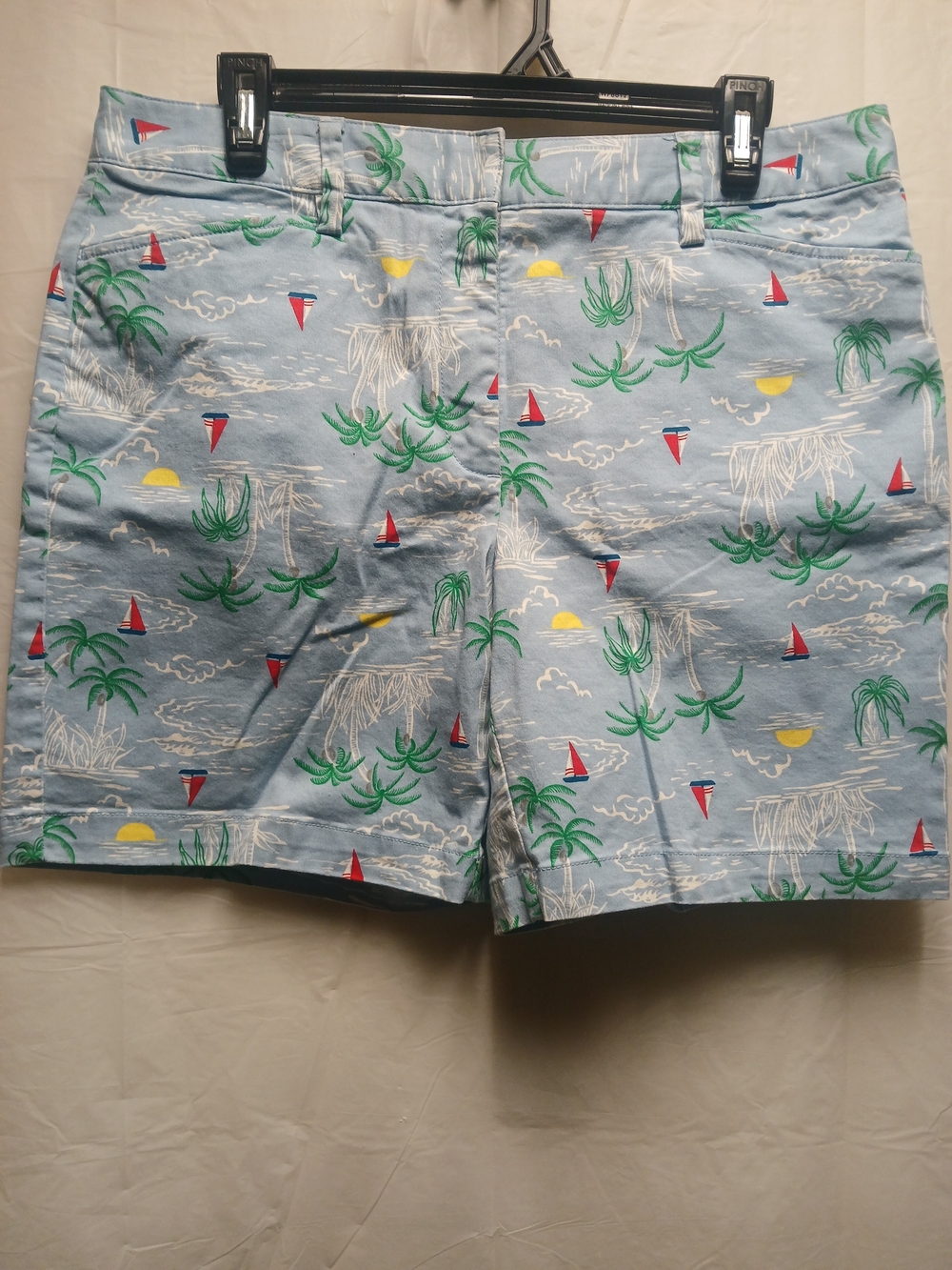 Lands' End Women's Light Blue Tropical Print Shorts - Casual Beach Style